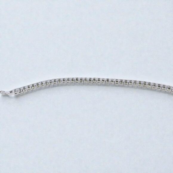 Vintage 925 Silver Peridot Tennis Bracelet Princess Cut Natural Gemstone - Picture 4 of 9